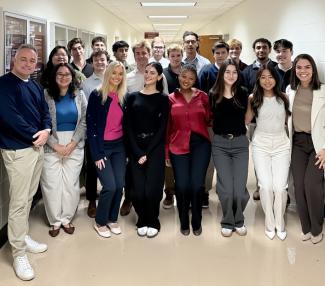 2025 Seneff Scholars with leaders of the Seneff Honors Program and Business Career Services