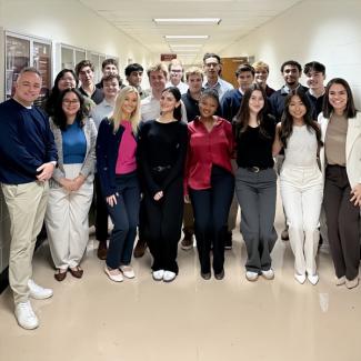 2025 Seneff Scholars with leaders of the Seneff Honors Program and Business Career Services