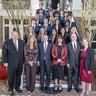 James and Martha Seneff with FSU President Richard McCullough, First Lady Jai Vartikar, Dean Michael Hartline and Marsha Hartline and the 2025 Seneff Scholars